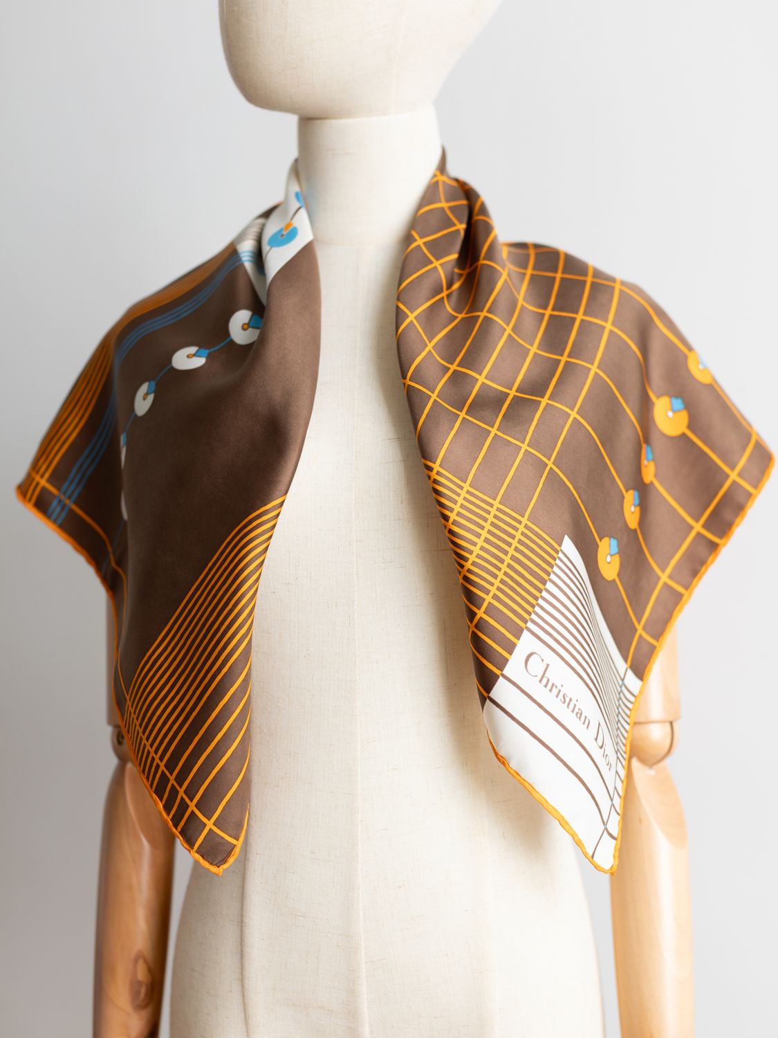 Christian Dior Ochre Mosaic Silk Scarf