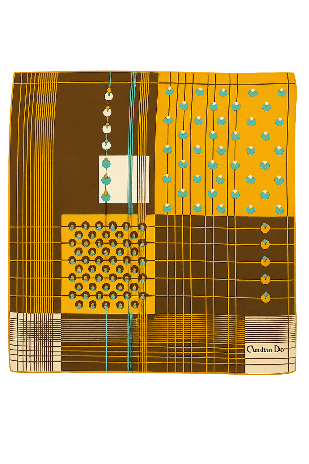 Christian Dior Ochre Mosaic Silk Scarf