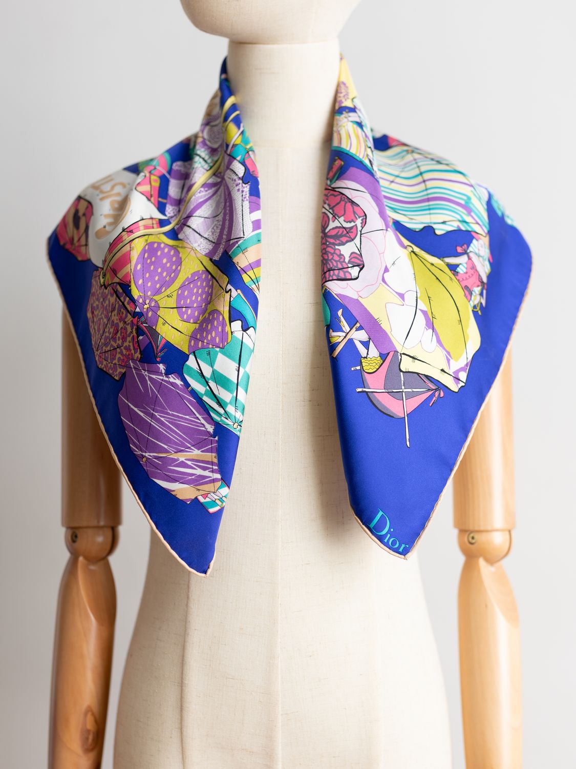 Christian Dior Beach Umbrellas Silk Scarf