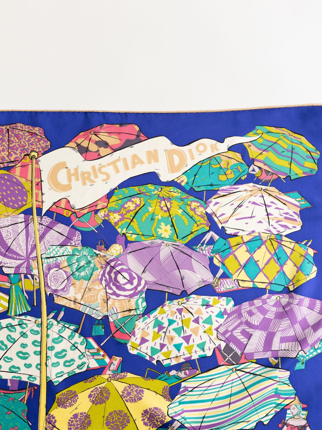 Christian Dior Beach Umbrellas Silk Scarf
