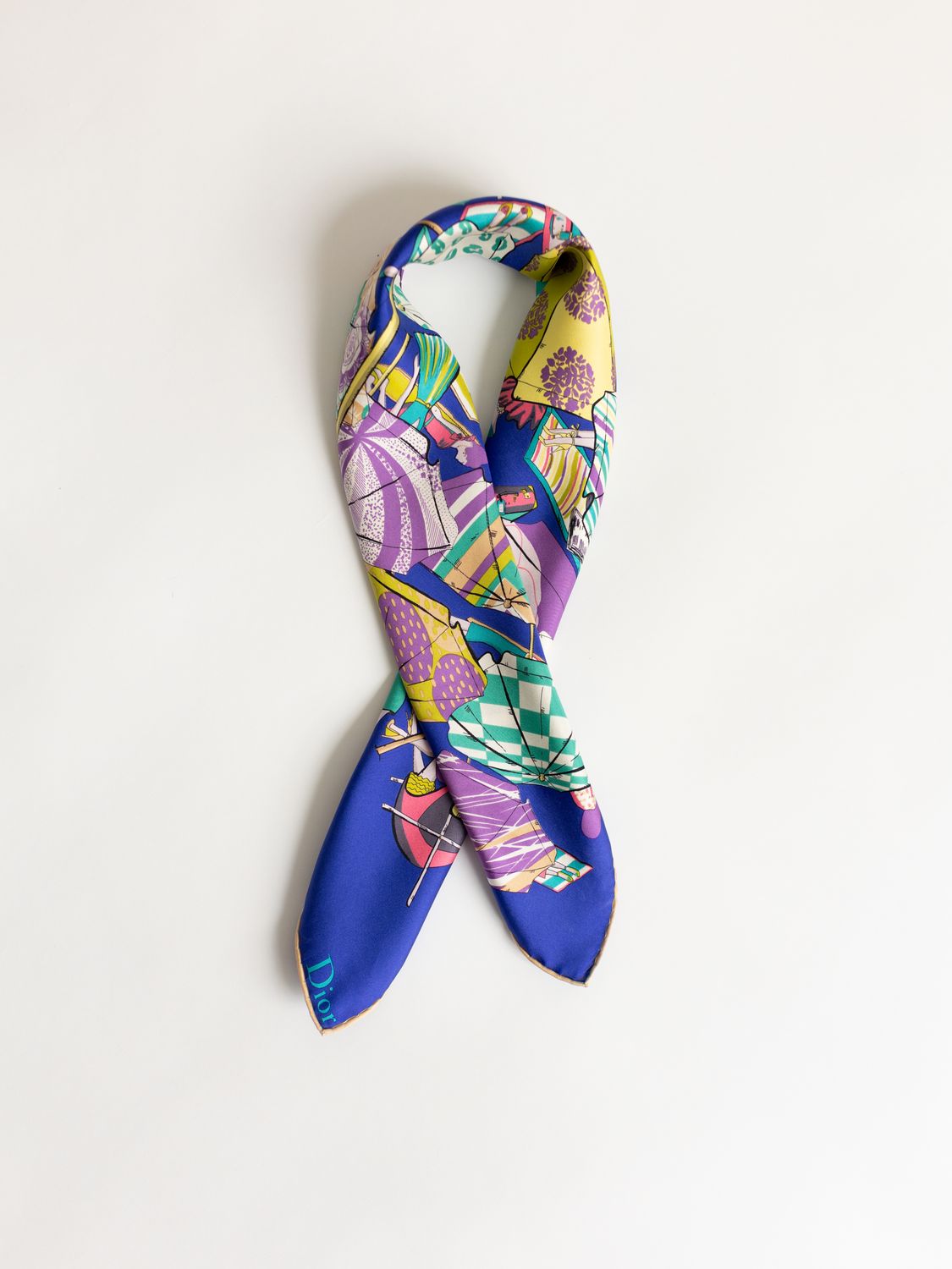 Christian Dior Beach Umbrellas Silk Scarf