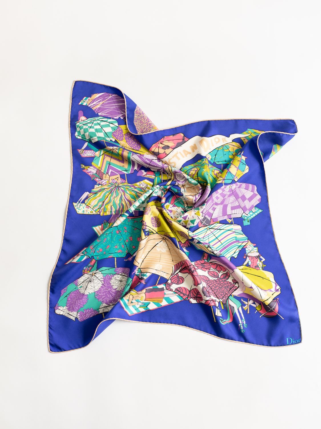 Christian Dior Beach Umbrellas Silk Scarf