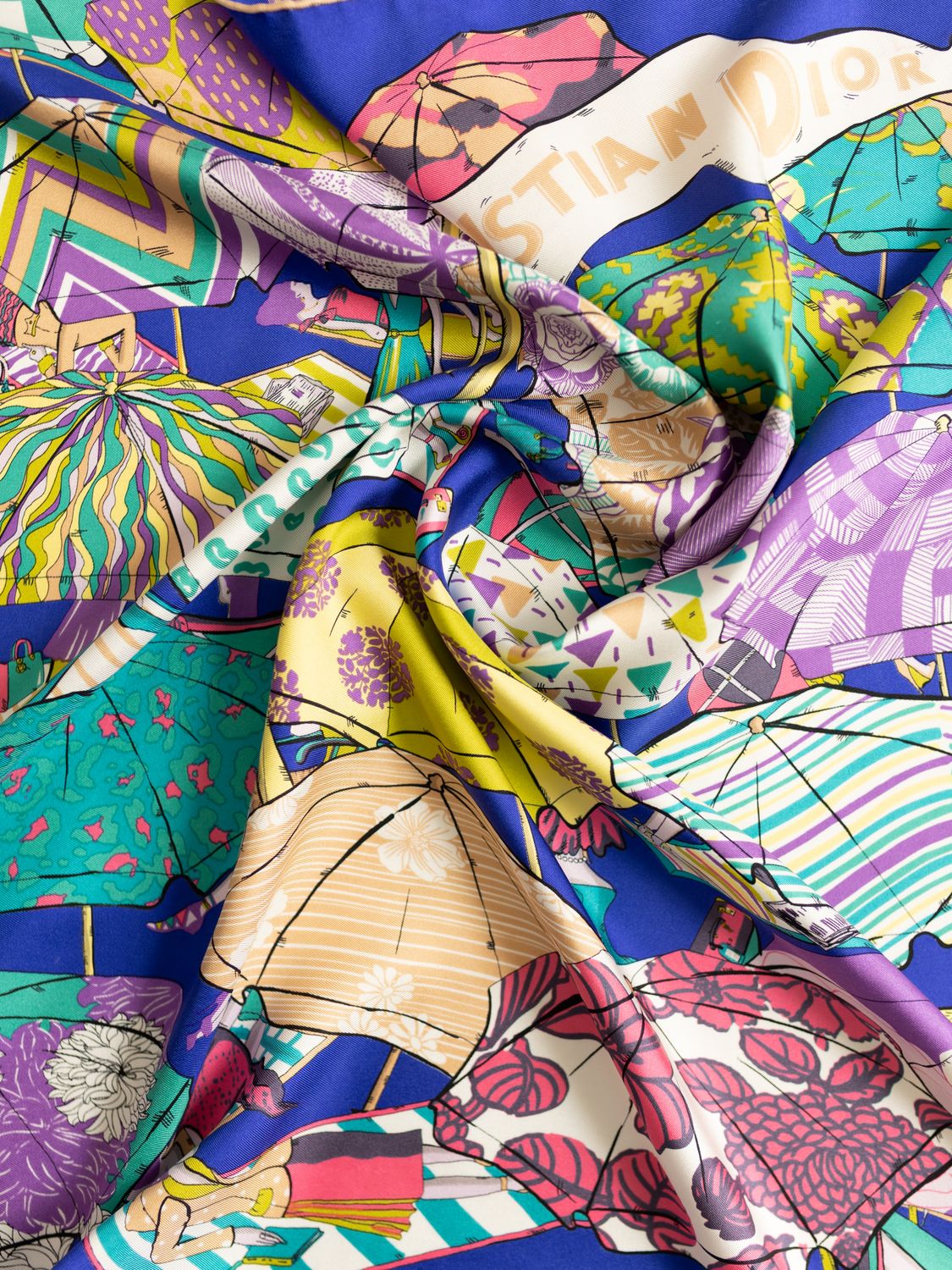 Christian Dior Beach Umbrellas Silk Scarf