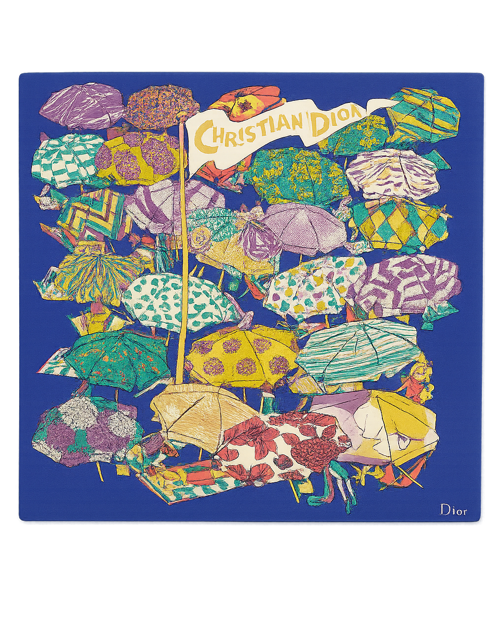 Christian Dior Beach Umbrellas Silk Scarf