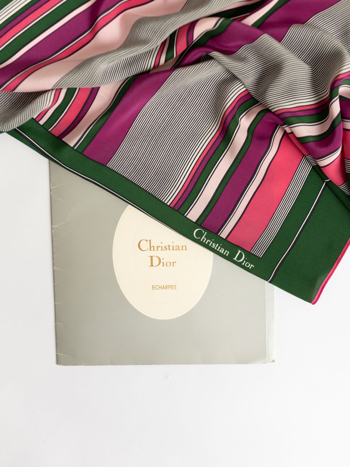 Christian Dior Stipes Silk Scarf