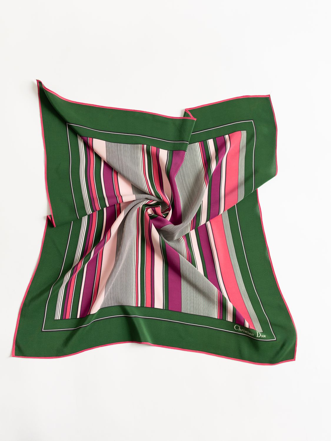 Christian Dior Stipes Silk Scarf