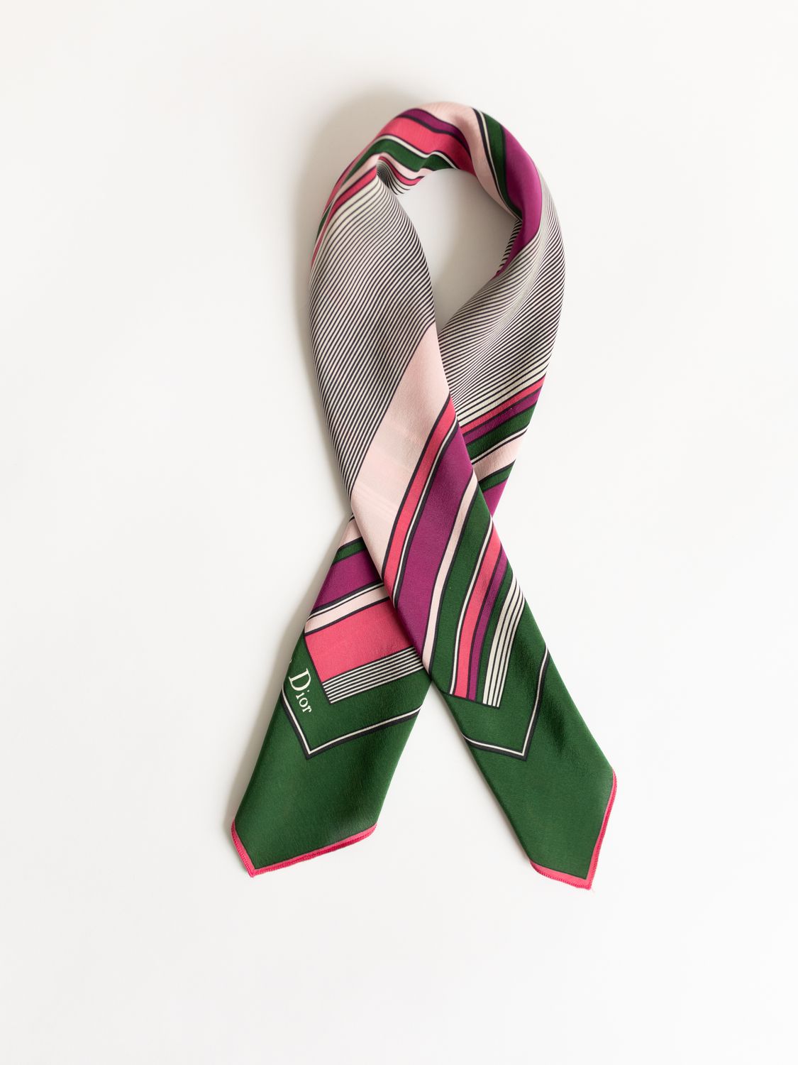 Christian Dior Stipes Silk Scarf