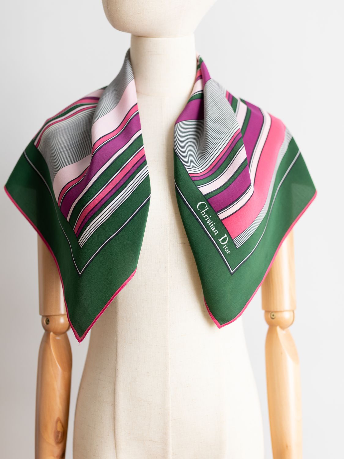 Christian Dior Stipes Silk Scarf