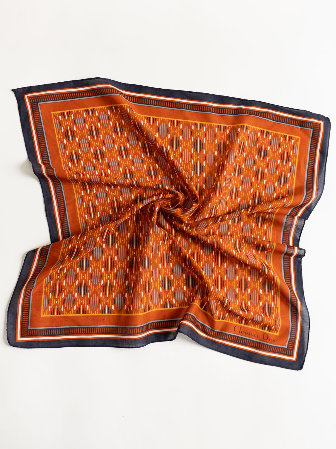 Vintage Christian Dior Pavé Saffron Silk Scarf