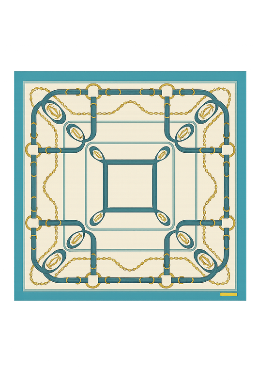 Cartier Teal Cascade Silk Scarf