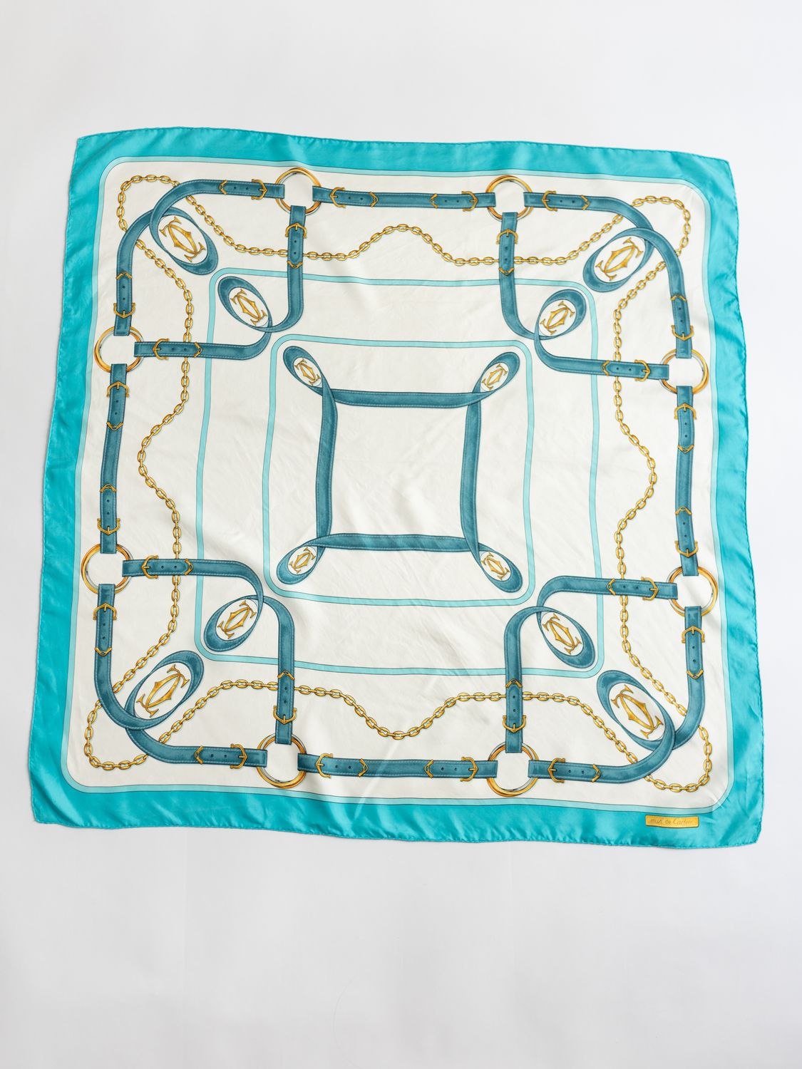 Cartier Teal Cascade Silk Scarf