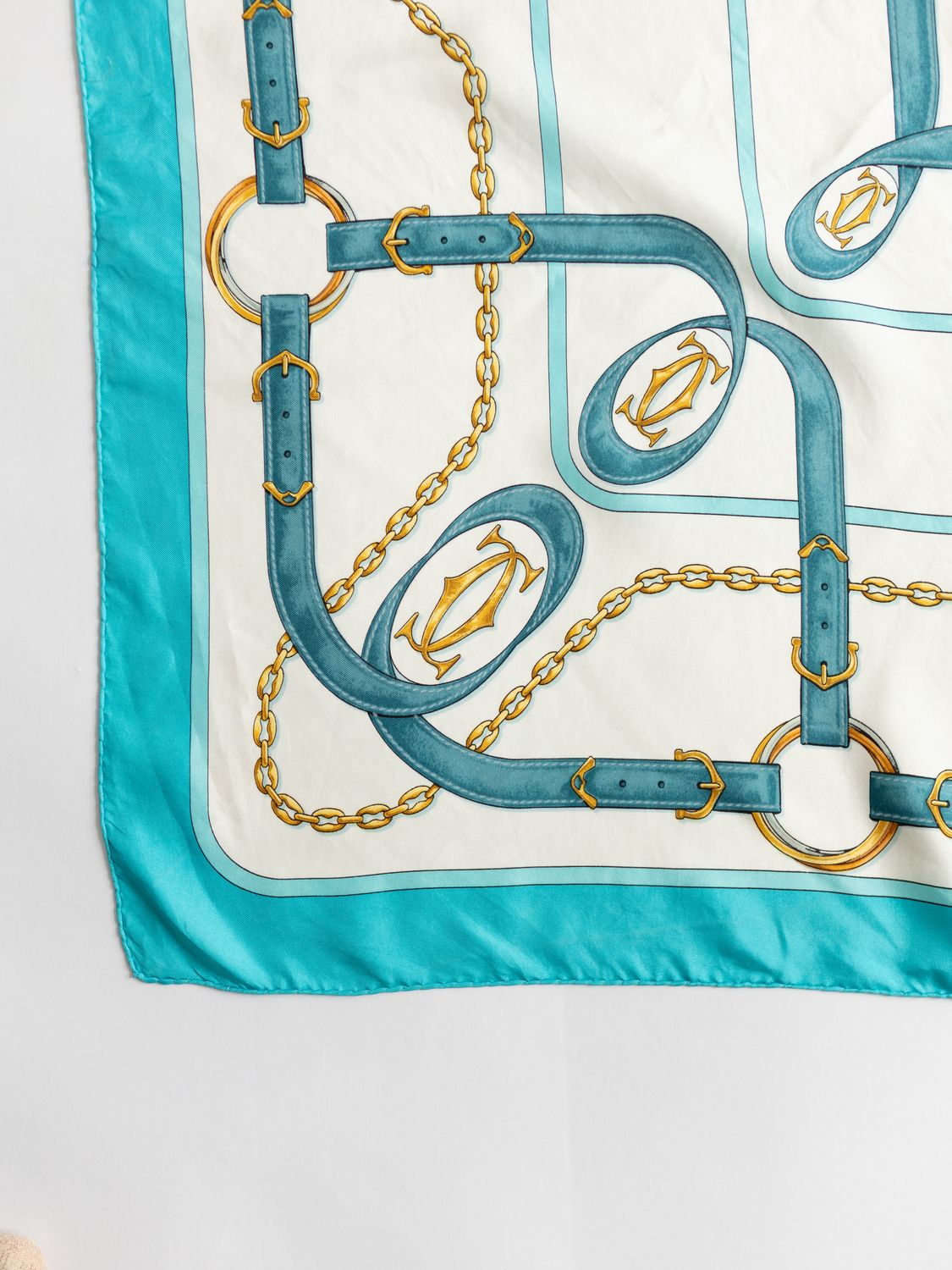 Cartier Teal Cascade Silk Scarf