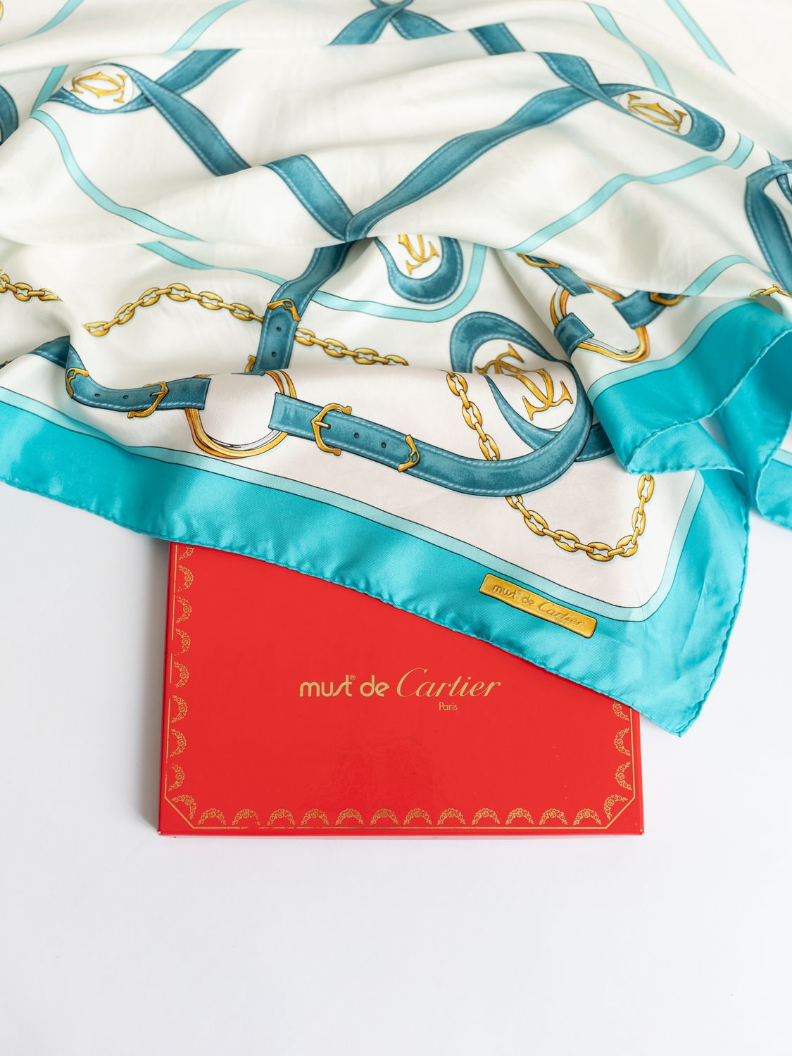Cartier Teal Cascade Silk Scarf