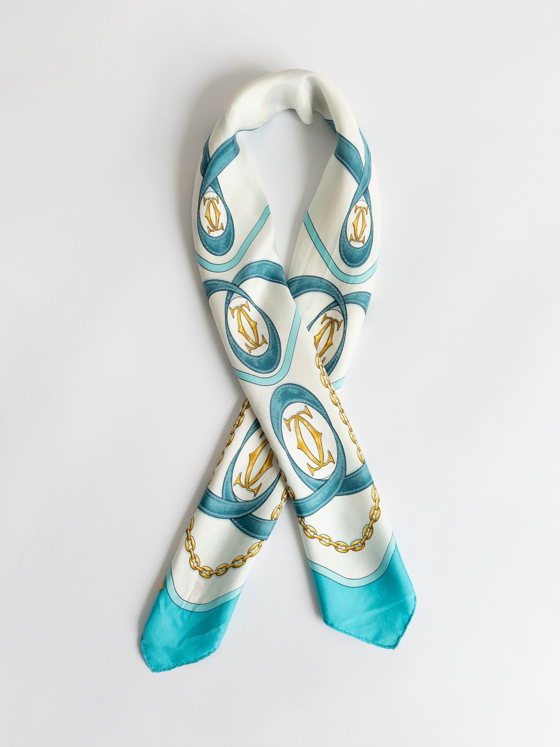 Cartier Teal Cascade Silk Scarf