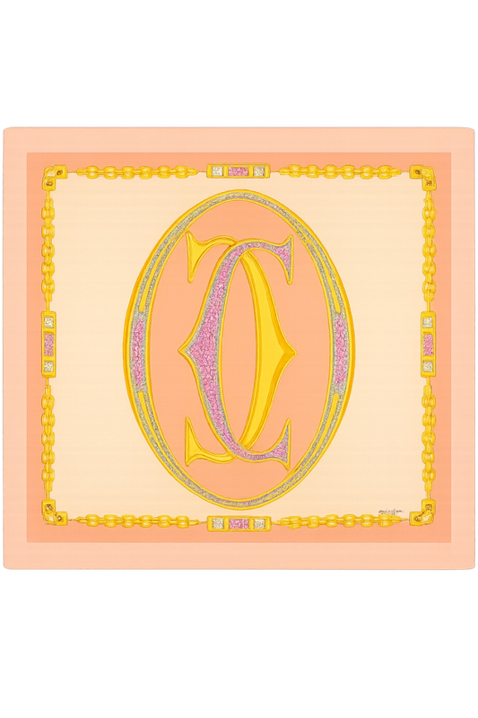Cartier Pink Monogram Silk Scarf