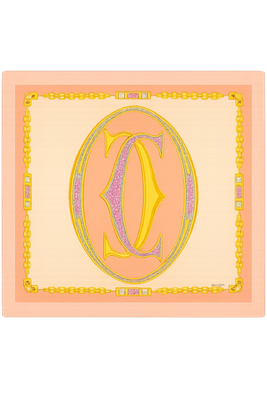 Cartier Pink Monogram Silk Scarf