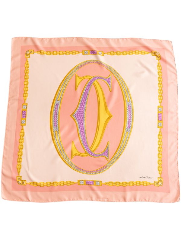 Cartier Pink Monogram Silk Scarf