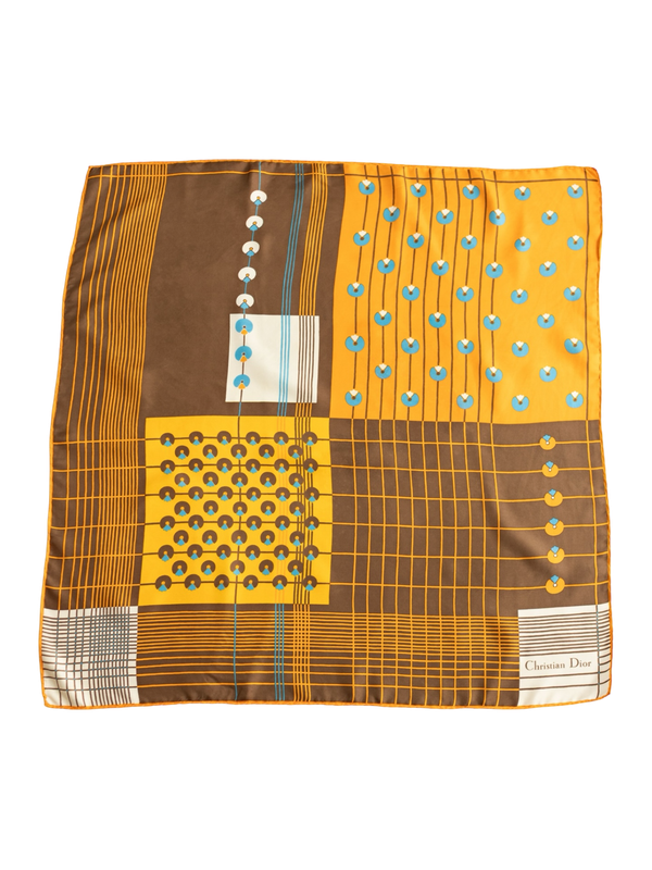 Christian Dior Ochre Mosaic Silk Scarf