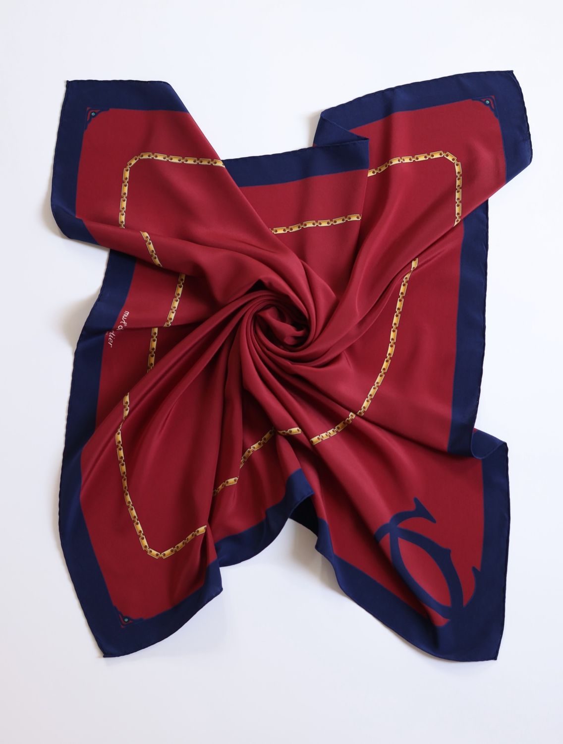 Cartier Burgundy Chain Silk Scarf