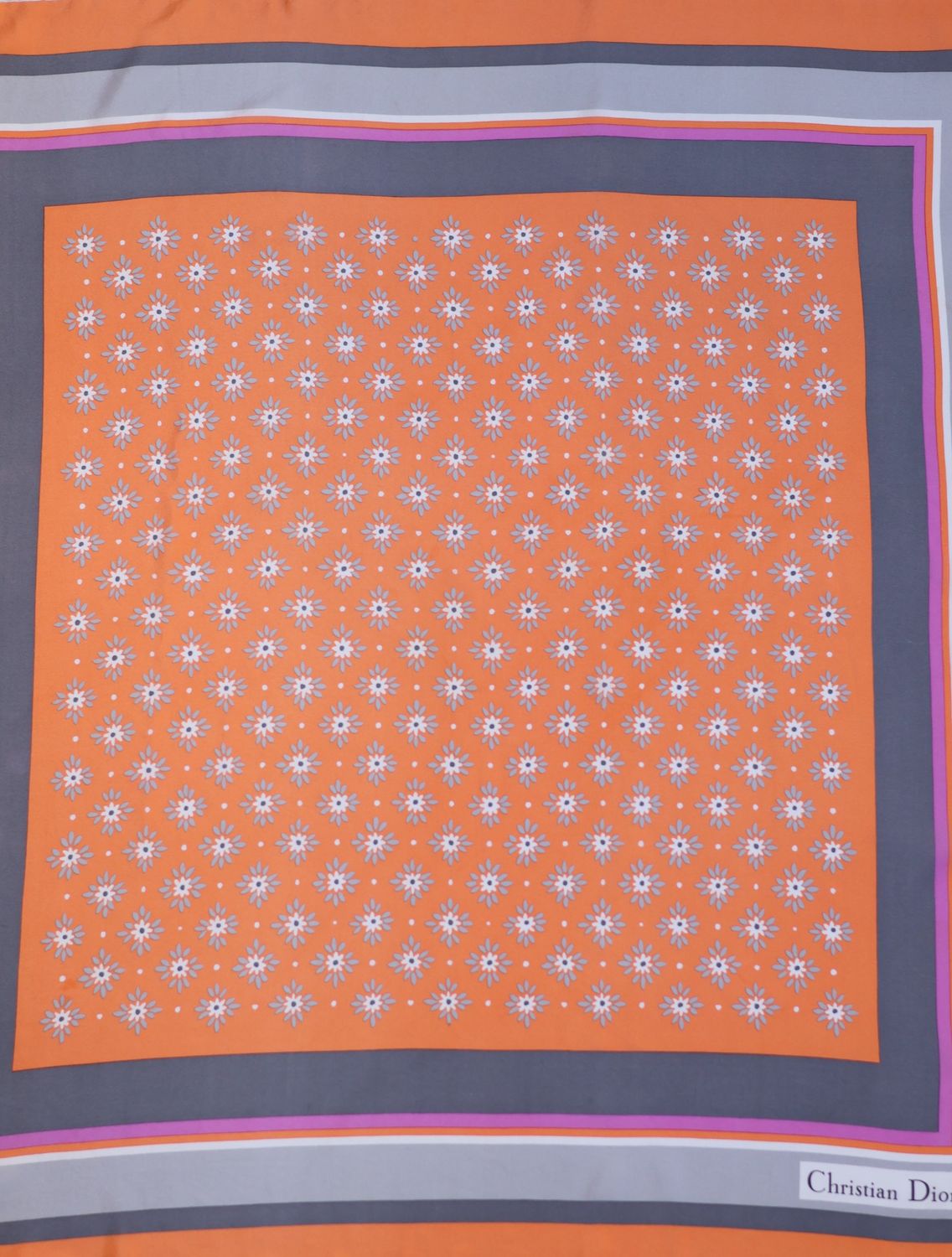 Christian Dior Daisy Stripe Silk Scarf