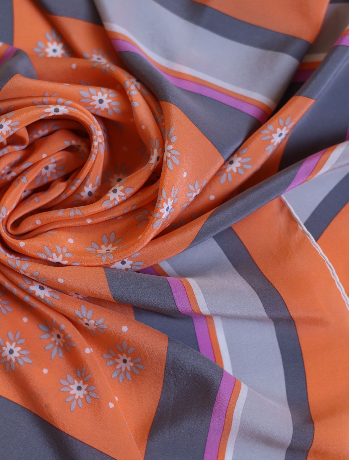 Christian Dior Daisy Stripe Silk Scarf