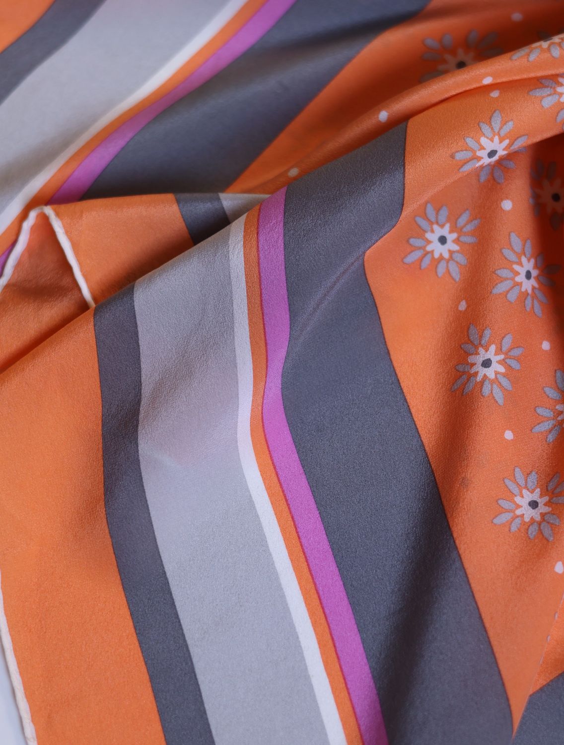 Christian Dior Daisy Stripe Silk Scarf