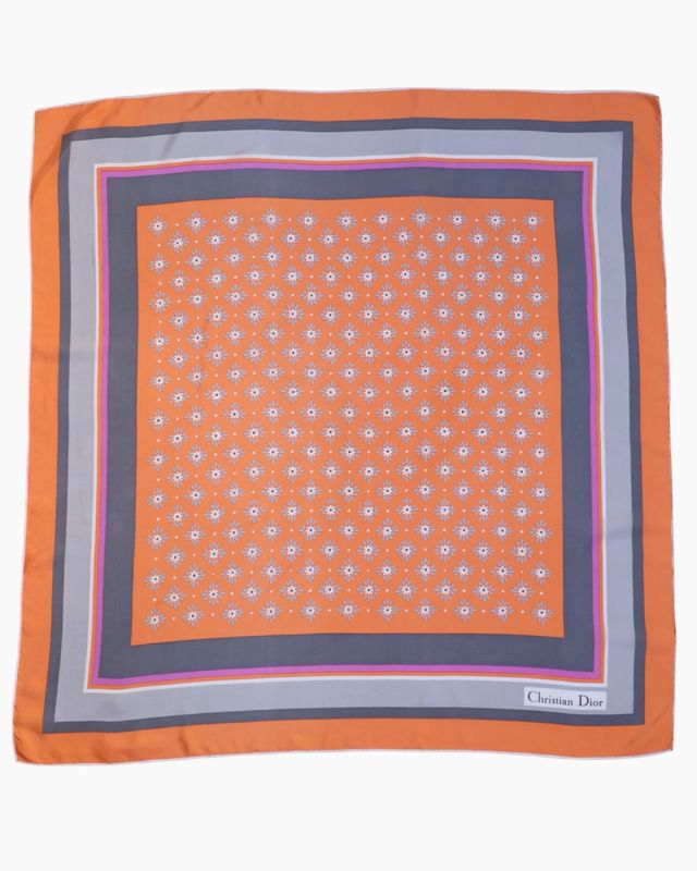 Christian Dior Daisy Stripe Silk Scarf