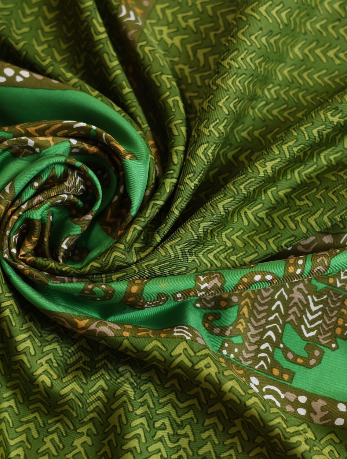 Christian Dior Green Mosaic Silk Scarf