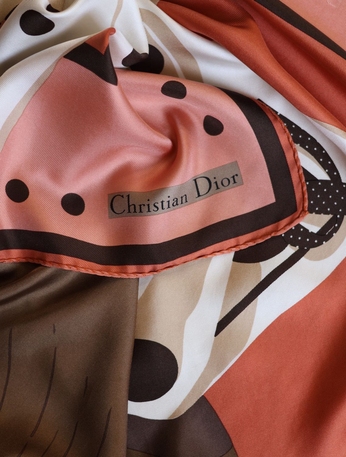 Christian Dior Ribbon &amp; Hat Silk Scarf