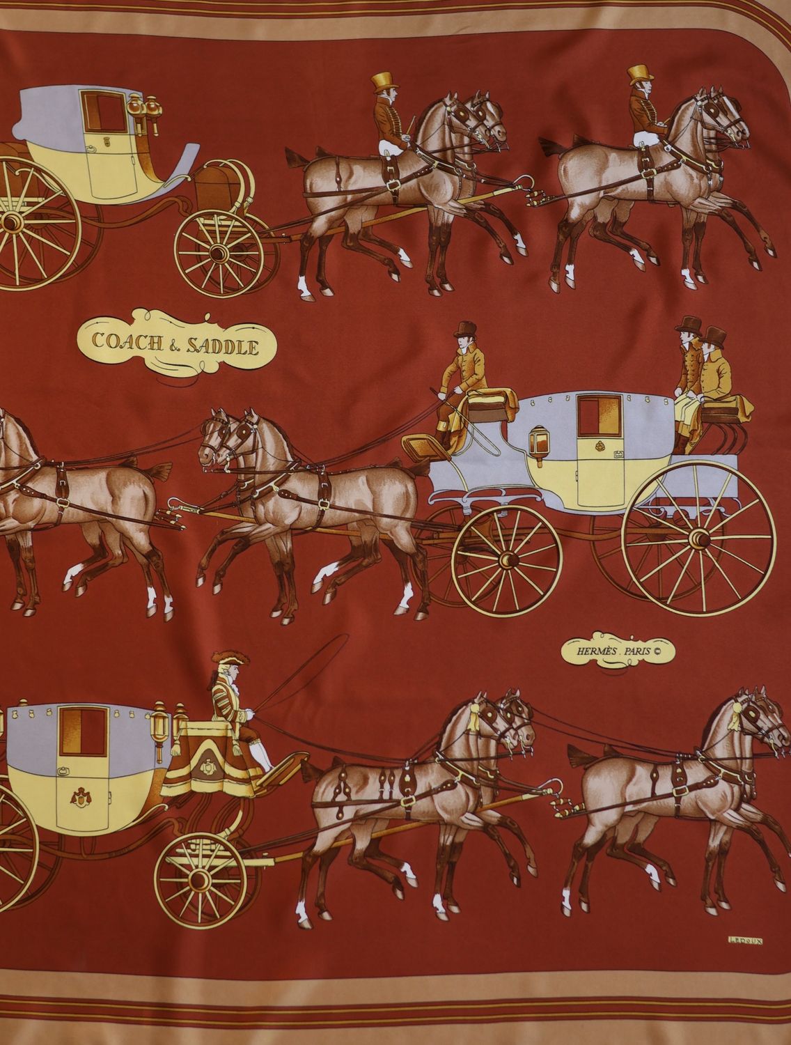 Hermès Coach &amp; Saddle Silk Scarf