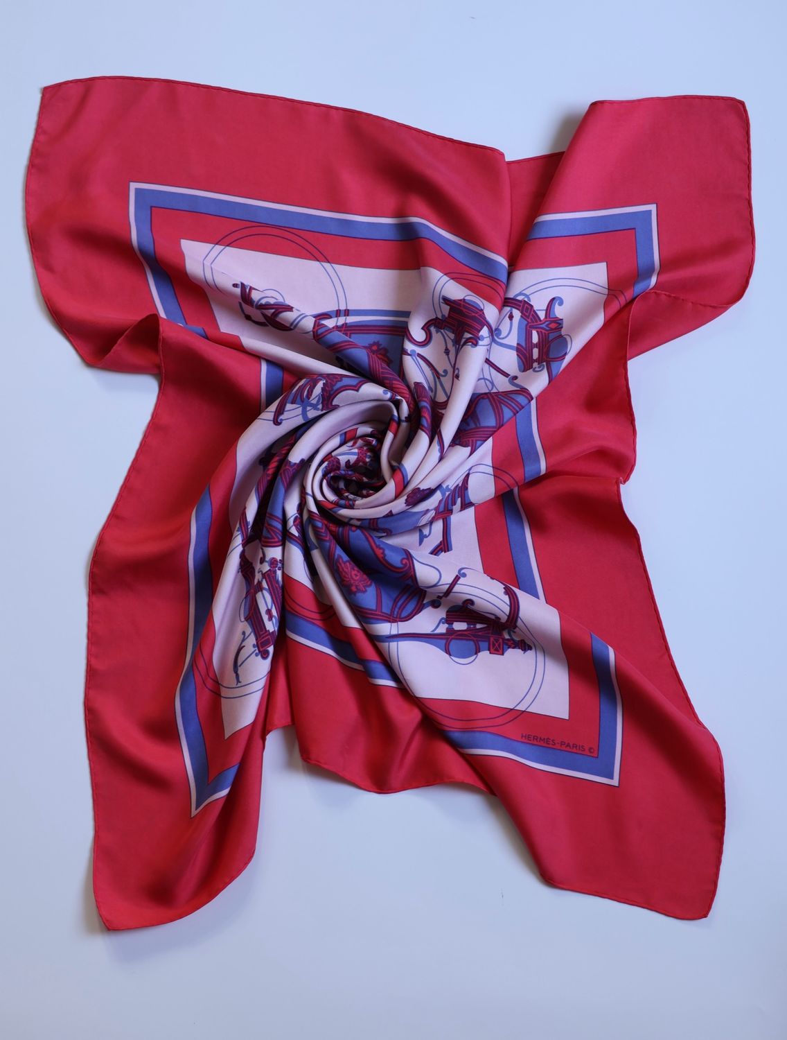 Hermès Ex Libris Pink Silk Scarf