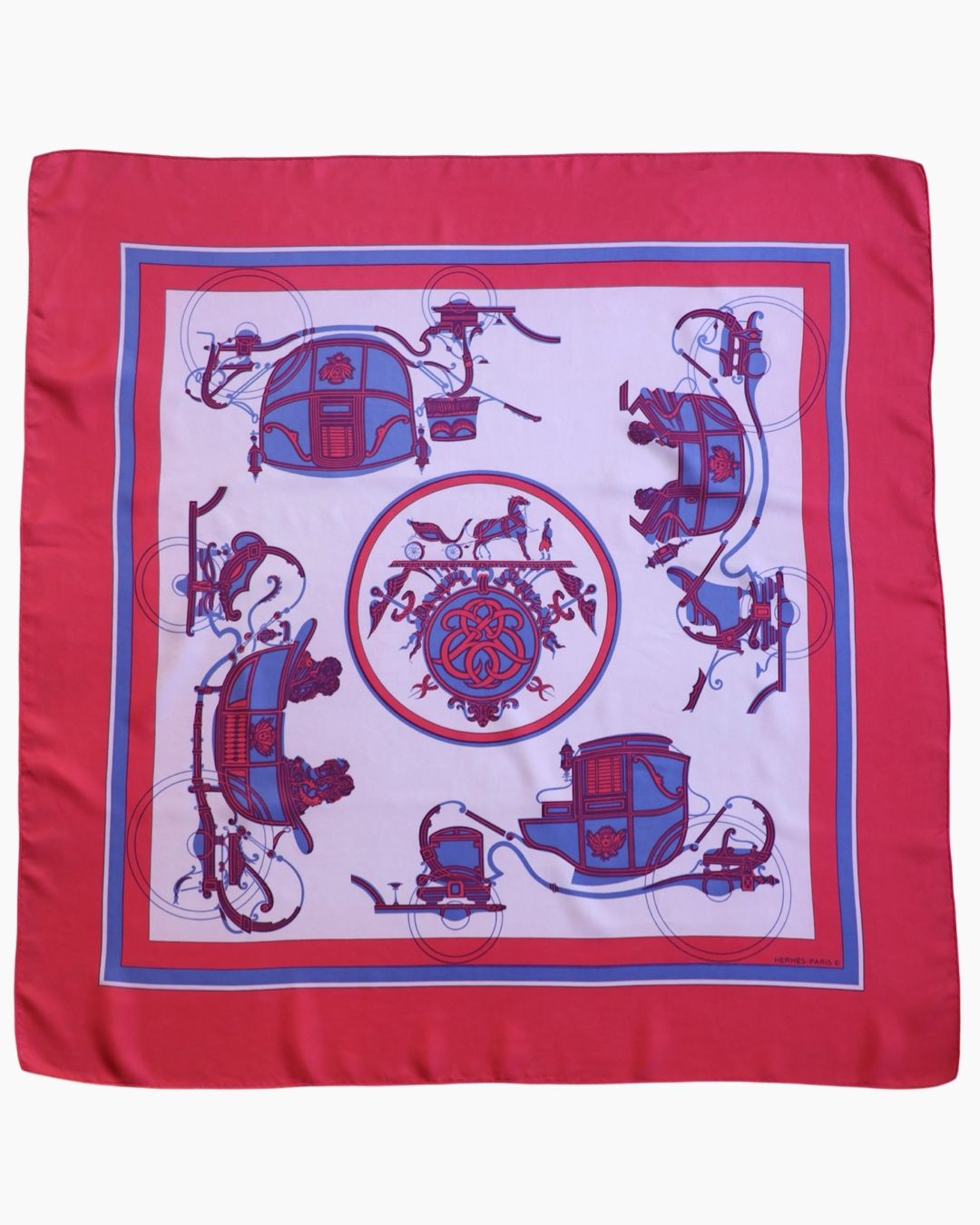Hermès Ex Libris Pink Silk Scarf