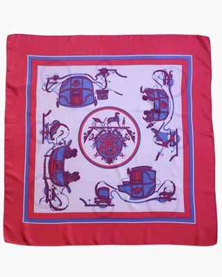 Hermès Ex Libris Pink Silk Scarf