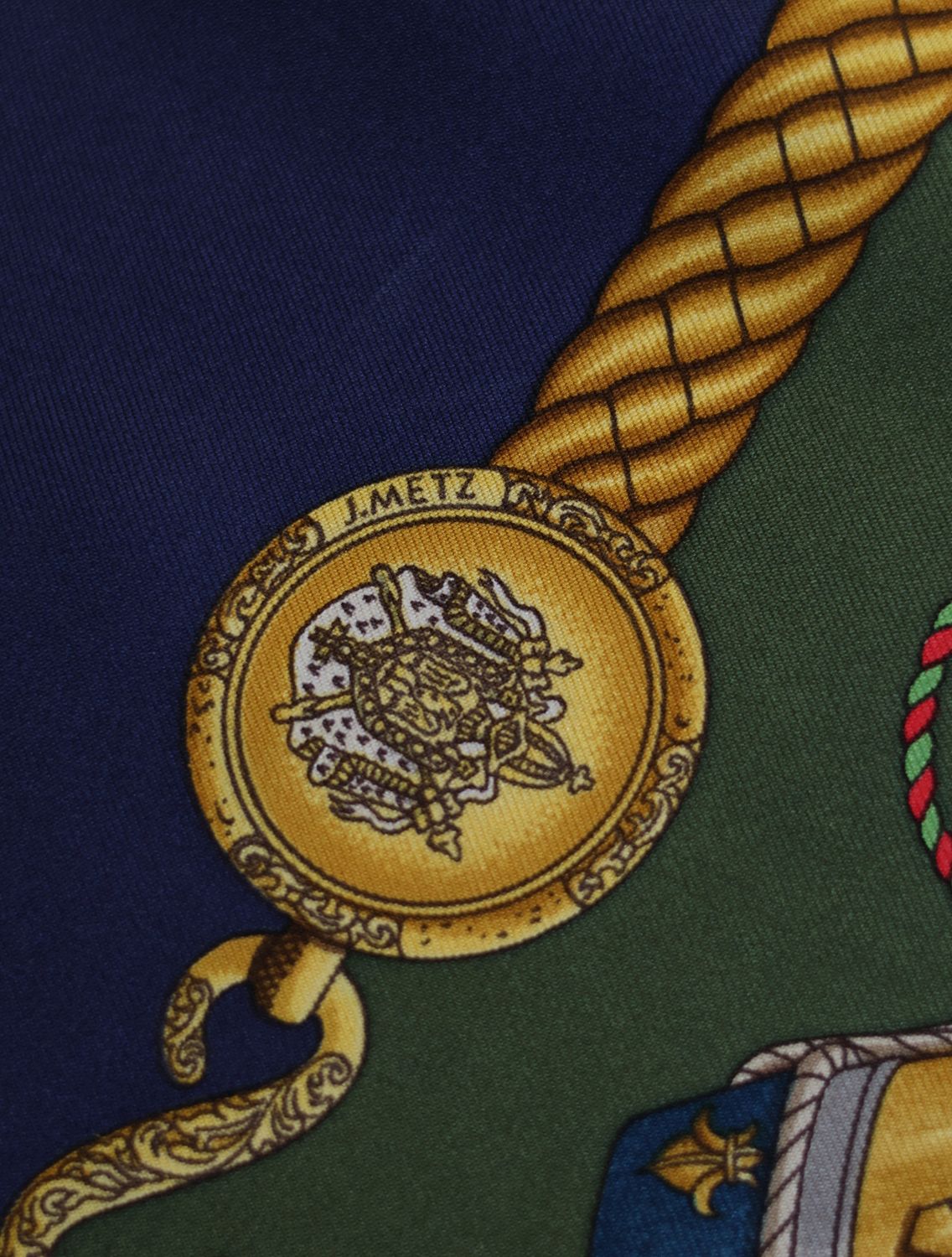 Hermès Les Tambours Navy Silk Scarf