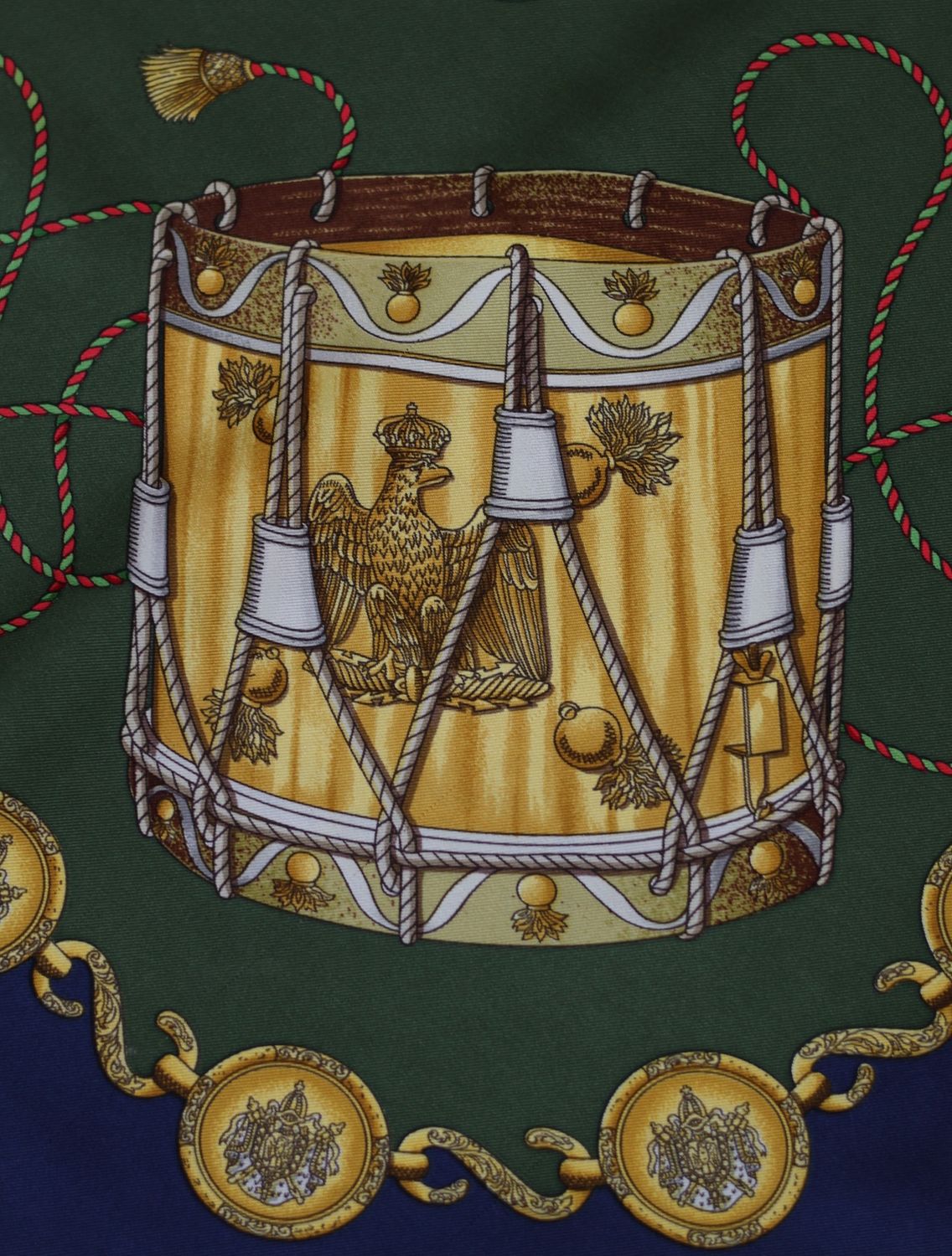 Hermès Les Tambours Navy Silk Scarf