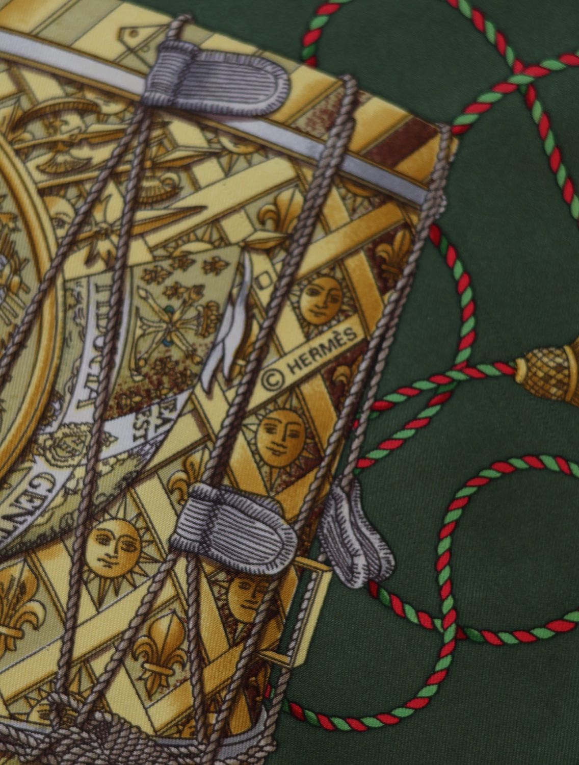 Hermès Les Tambours Navy Silk Scarf