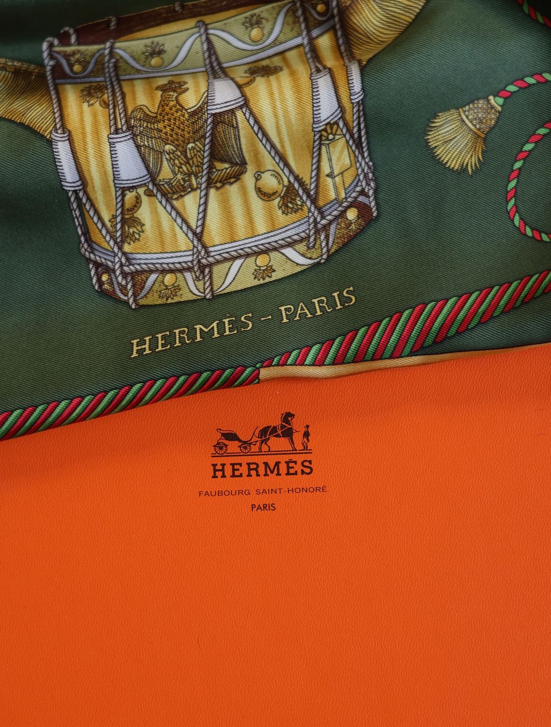 Hermès Les Tambours Navy Silk Scarf