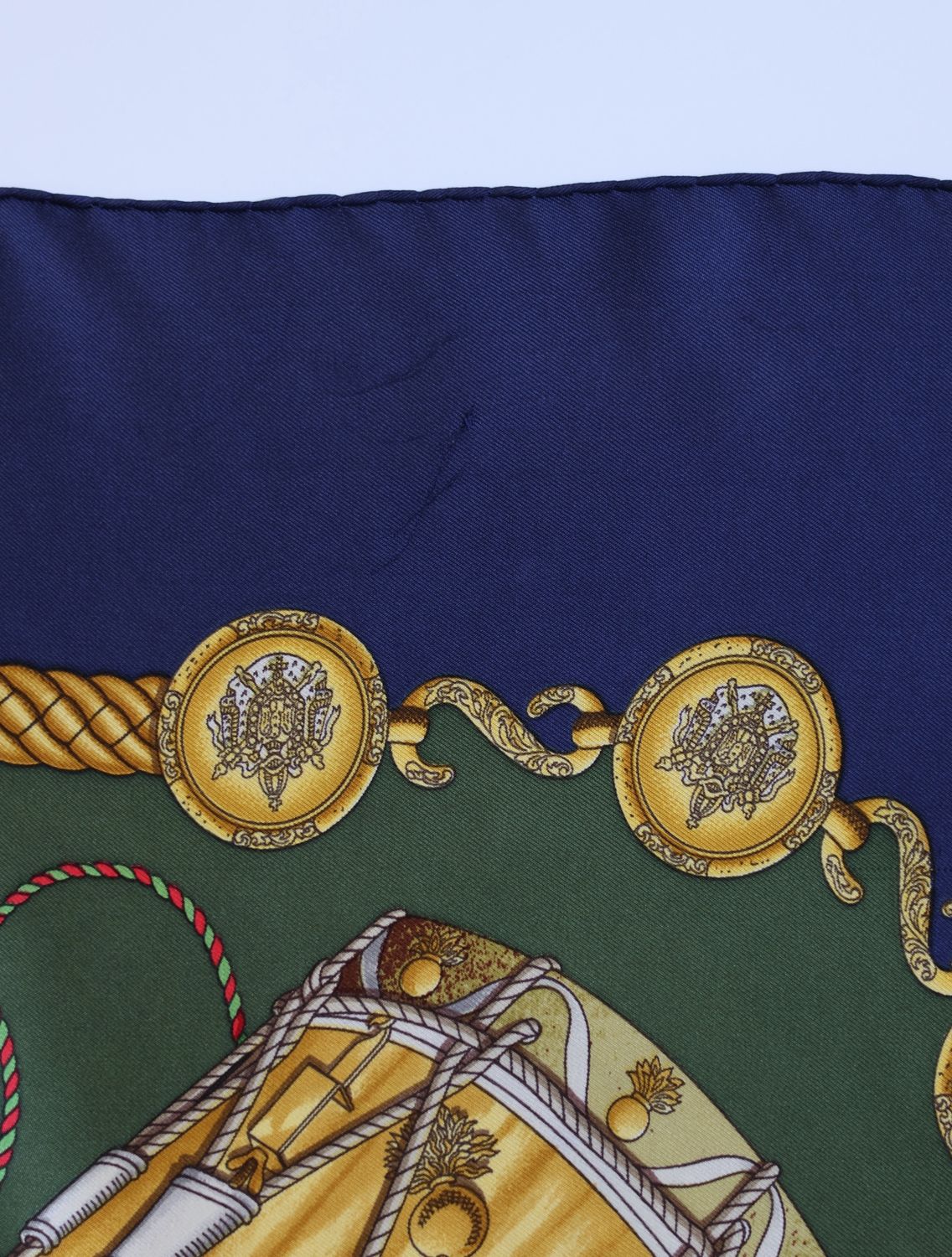 Hermès Les Tambours Navy Silk Scarf