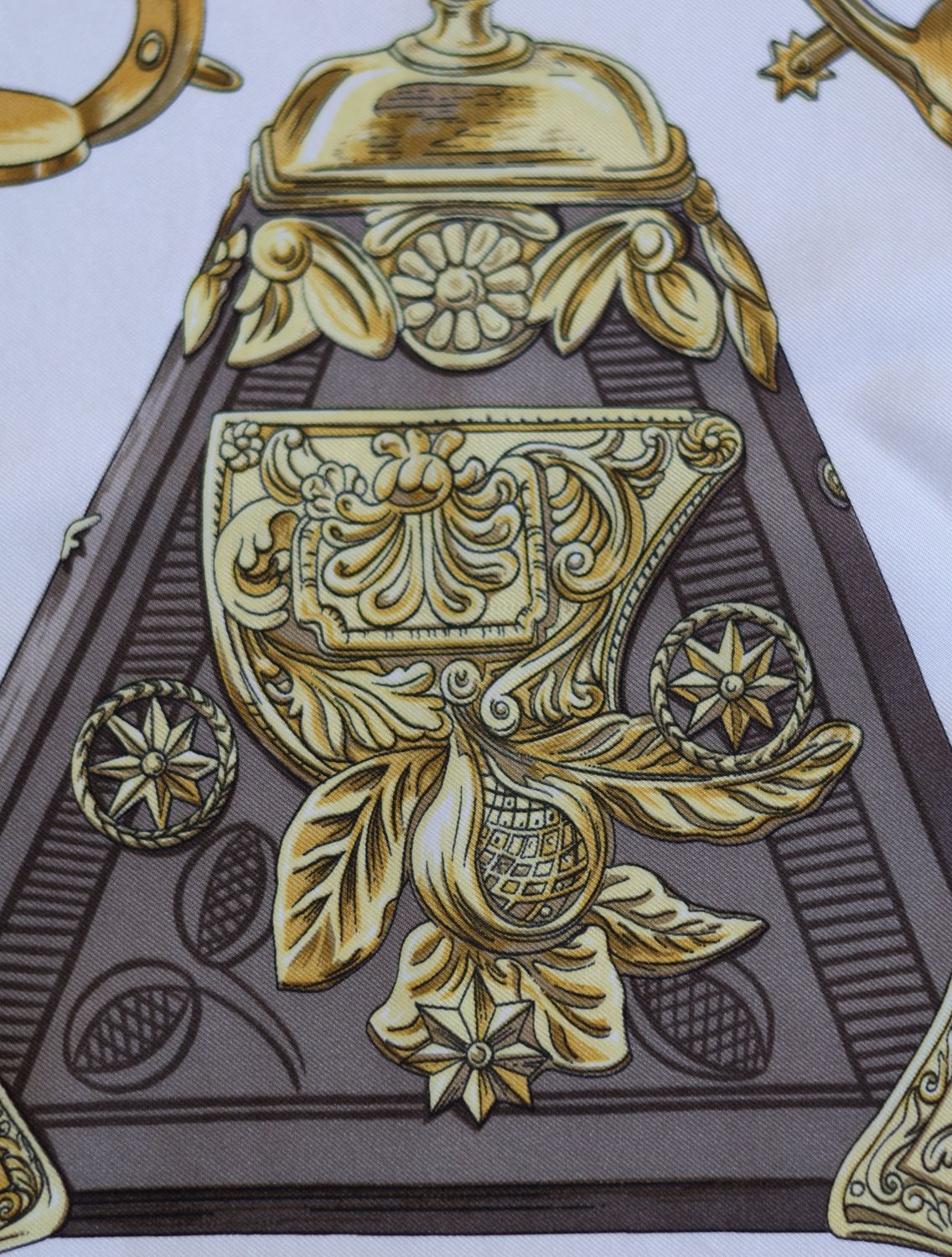 Hermès Étriers Burgundy Silk Scarf