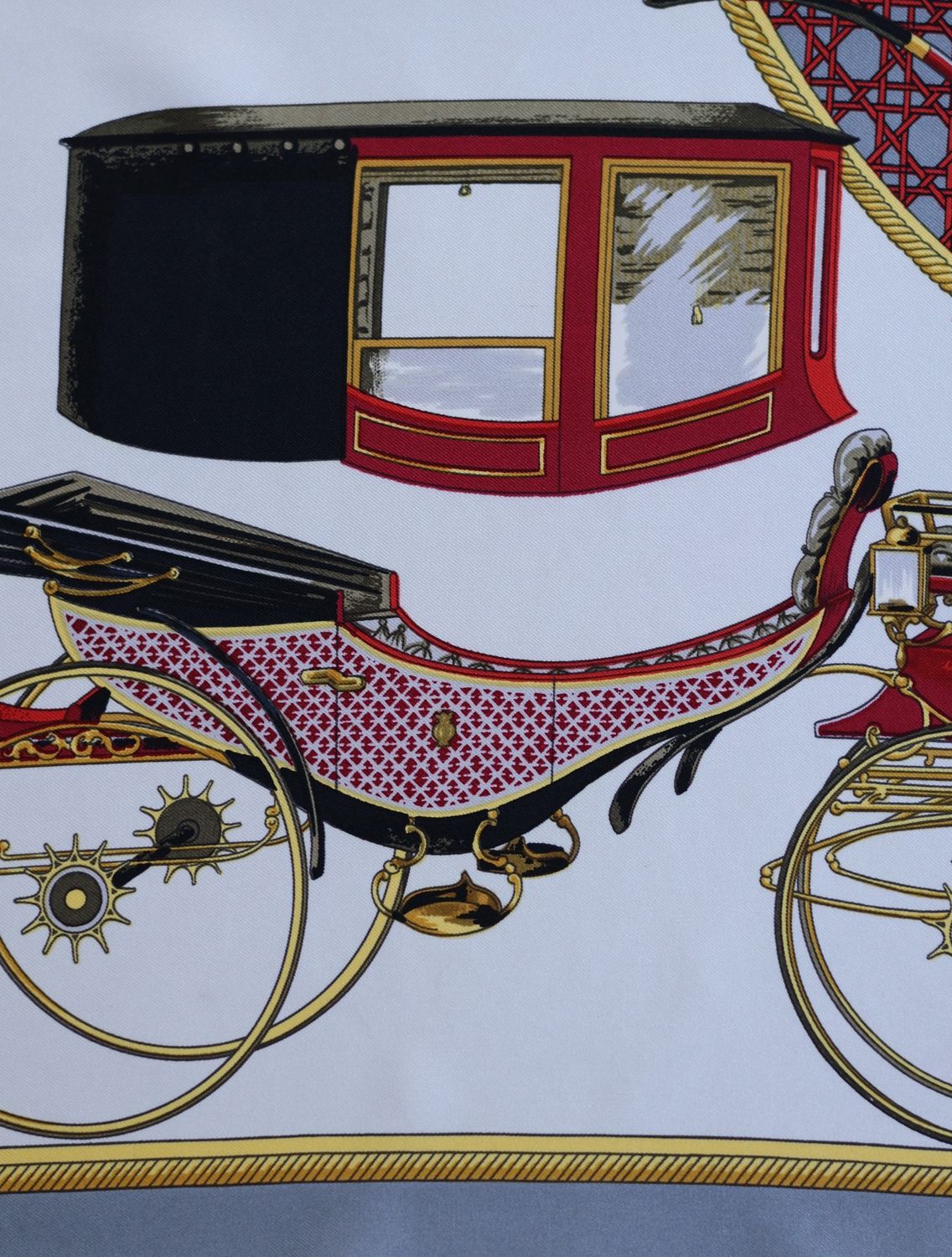 Hermès Les Voitures à Transformation Grey Silk Scarf