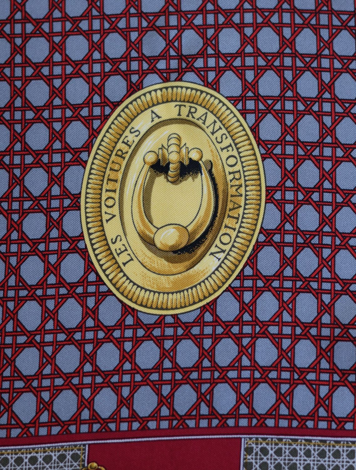 Hermès Les Voitures à Transformation Grey Silk Scarf