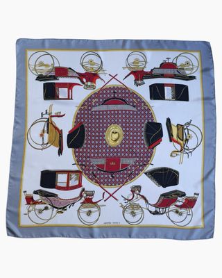 Hermès Les Voitures à Transformation Grey Silk Scarf