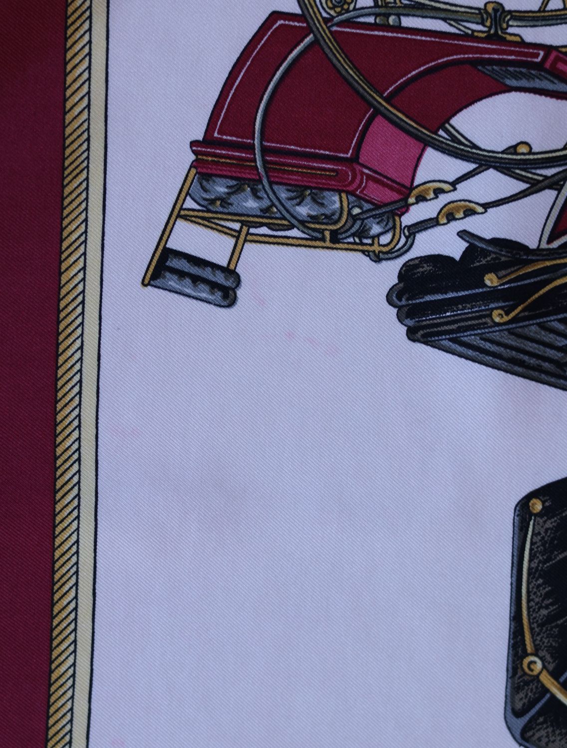 Hermès Les Voitures à Transformation Burgundy Silk Scarf