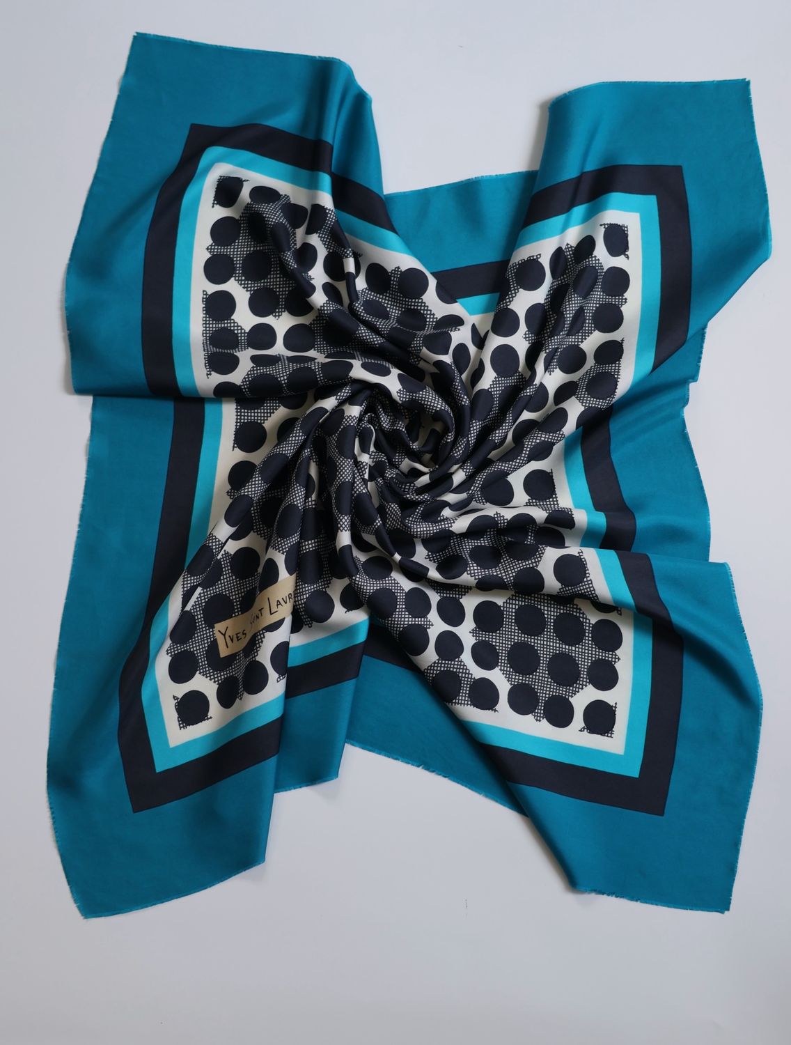 YSL Moroccan Blue Silk Scarf