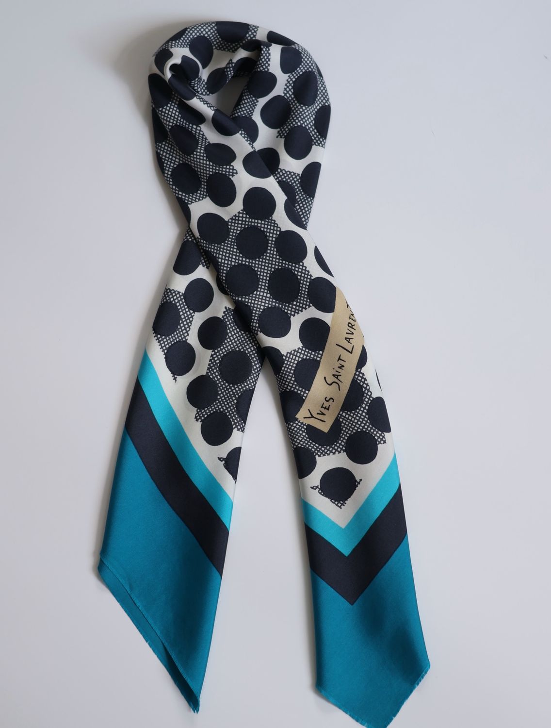 YSL Moroccan Blue Silk Scarf