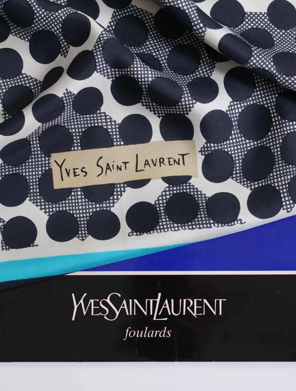 YSL Moroccan Blue Silk Scarf