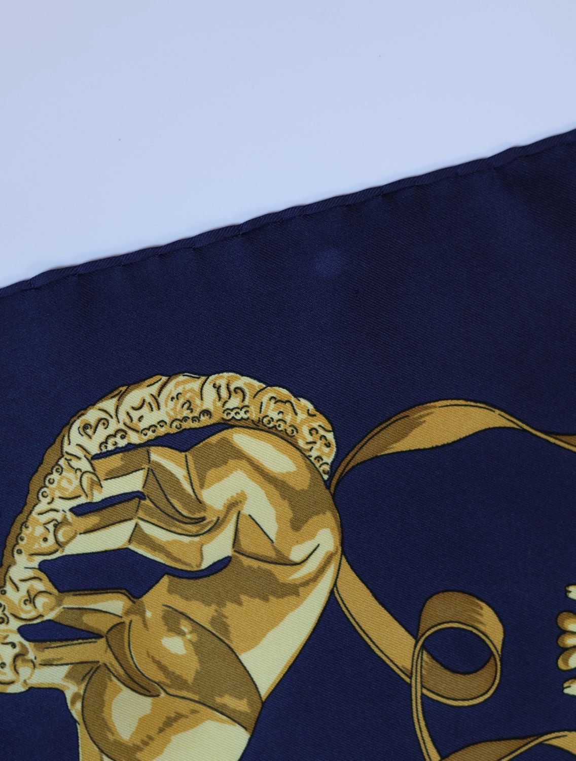 Hermès Les Cavaliers d’Or Navy Silk Scarf