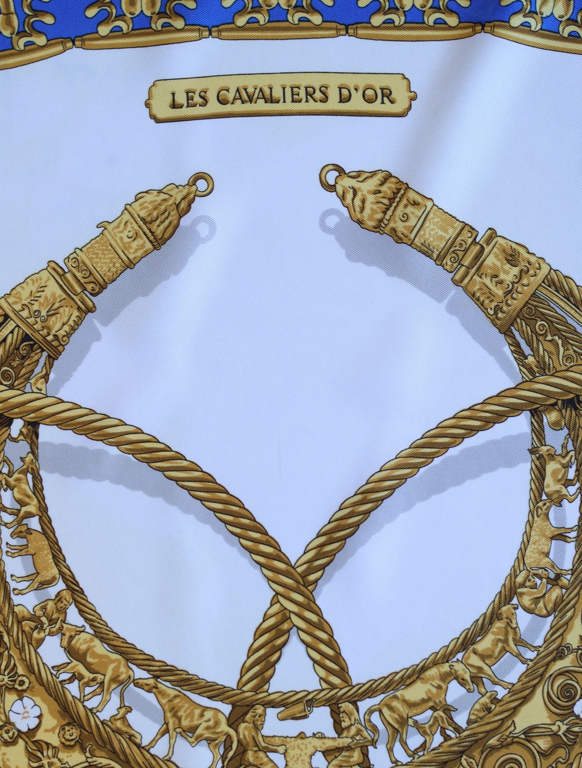Hermès Les Cavaliers d’Or Blue Silk Scarf