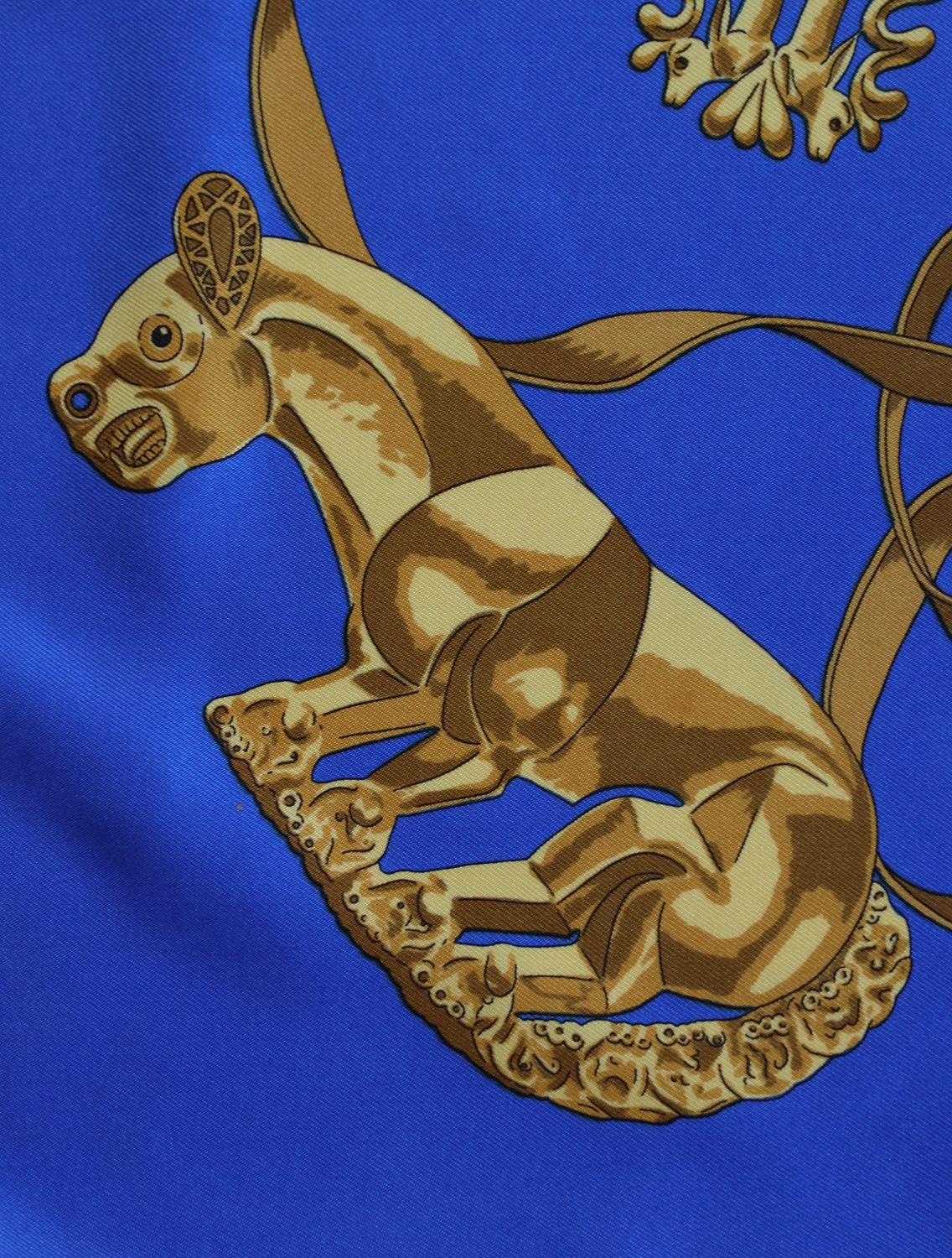 Hermès Les Cavaliers d’Or Blue Silk Scarf