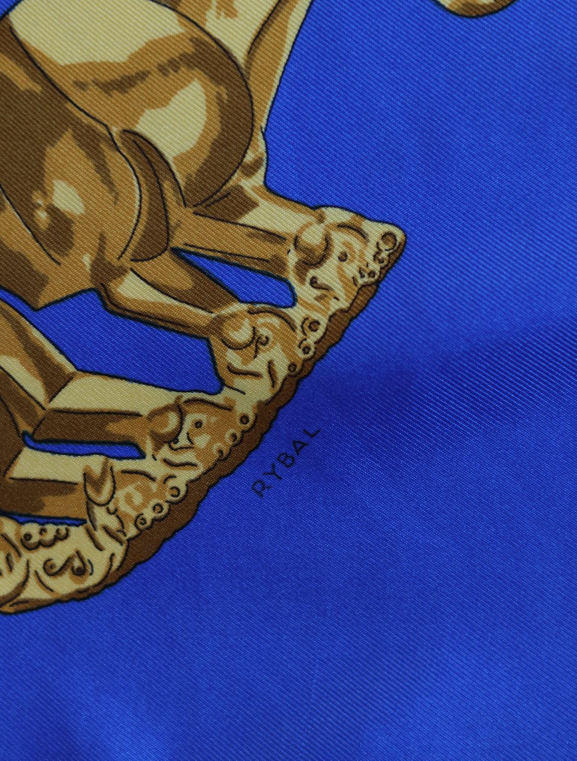 Hermès Les Cavaliers d’Or Blue Silk Scarf